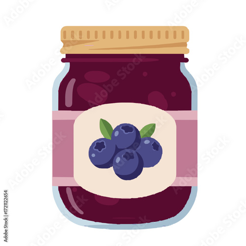 vector illustration of a jar of  blueberry jam