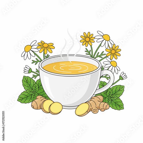 Herbal Ginger Drink Vector Illustration