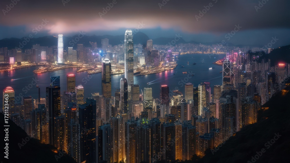 Fototapeta premium Hong Kong skyline at night