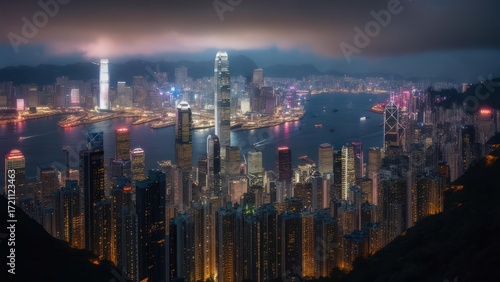 Wallpaper Mural Hong Kong skyline at night Torontodigital.ca