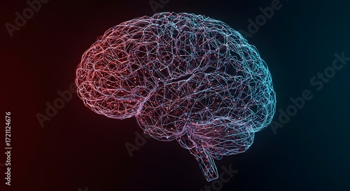 Digital abstract brain rendering with glowing interconnected nodes, representing neural networks and artificial intelligence concepts