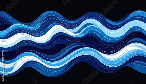 Wallpaper Mural Abstract wavy blues on dark background Torontodigital.ca