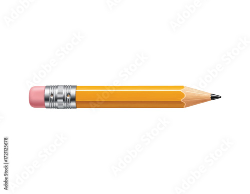 High-Resolution Vector Illustration of a Classic Yellow Pencil with Pink Eraser