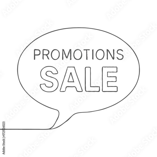 Speech Bubble Promotions sale. Promotions and sale speech bubble in minimalist line art style
