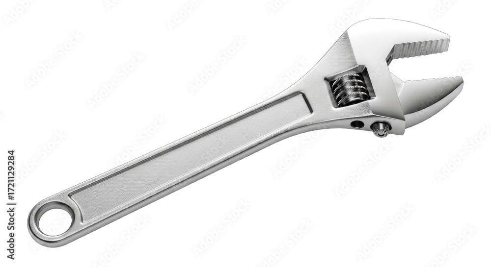 Obraz premium Adjustable wrench, metallic, angled