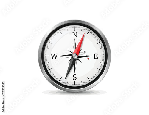A detailed vector illustration of a classic compass, designed for navigation and direction finding, perfect for travel or exploration themes