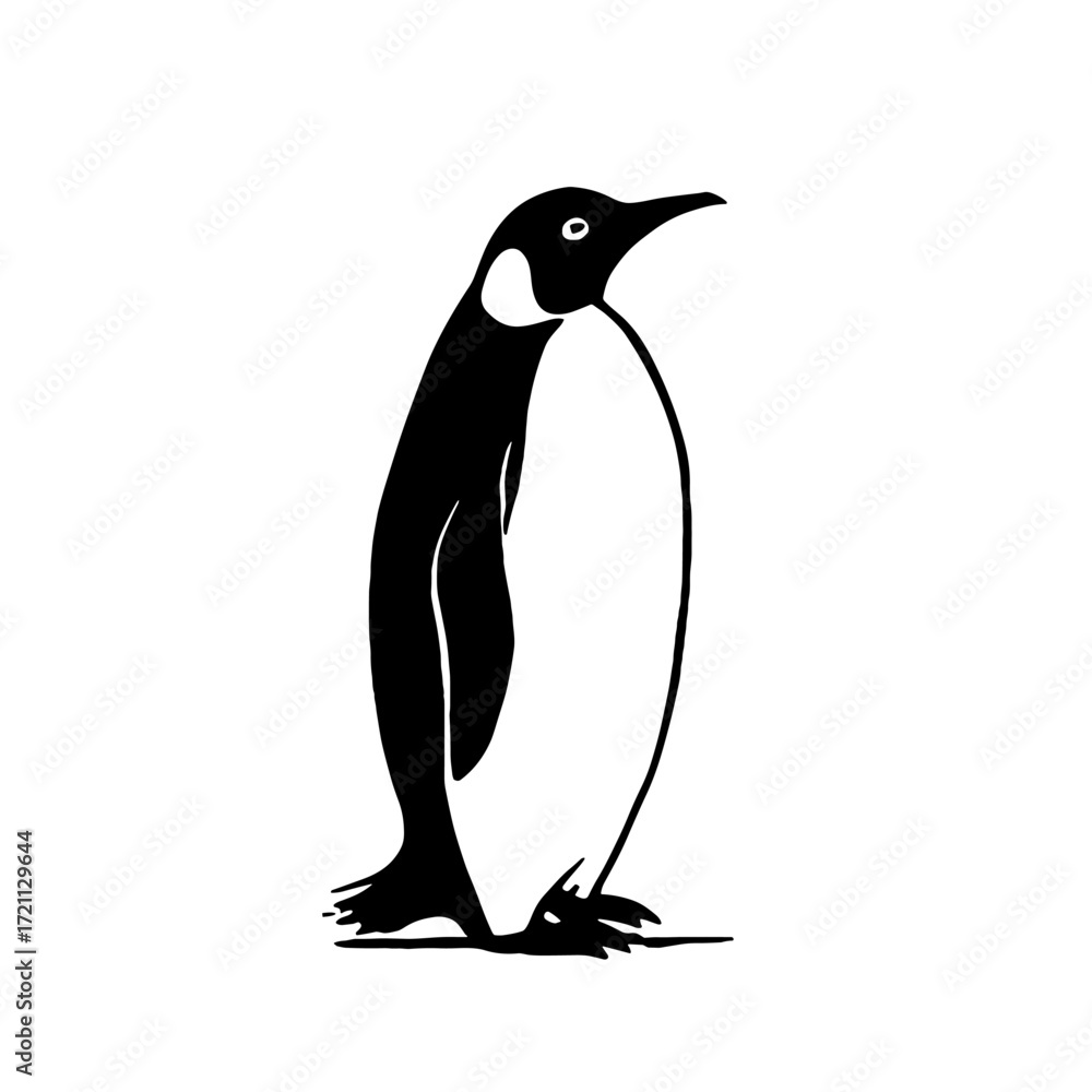 Fototapeta premium Emperor Penguin. Emperor Penguin simple black and white line art vector logo