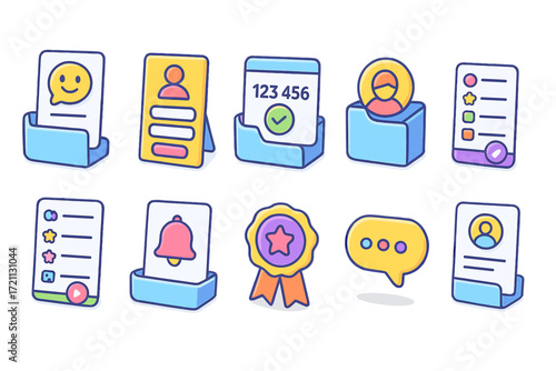 User interface 3d icon set. essential ui elements collection in 3d style