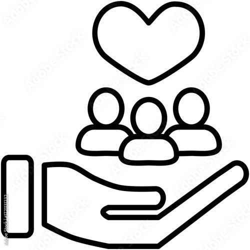 Emphaty Icon, Heart Love Community Symbol Vector Stock Illustration, Line Icon Style Design.
