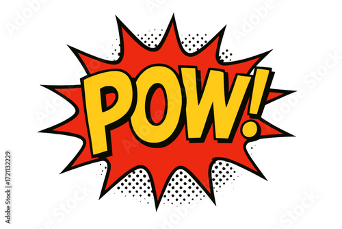 Comic book style icon set: pow and bam action icons in bold filled design