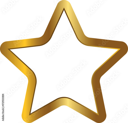 Gold star. Golden gradient vector star isolated on white background, shiny metallic five-pointed award symbol, luxury glossy gold star icon illustration