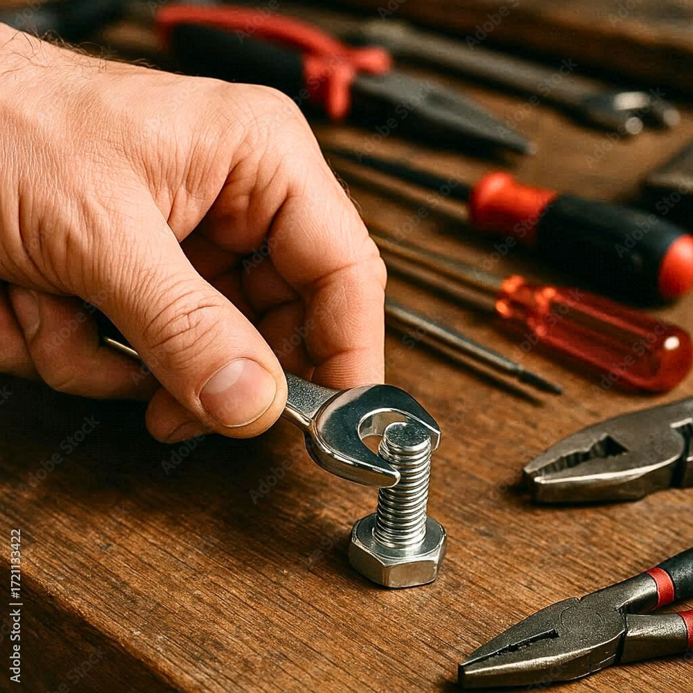 Fototapeta premium action of using a wrench