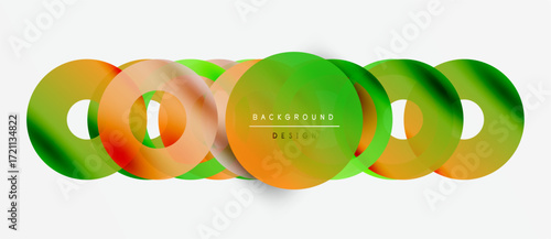 Abstract colorful overlapping shapes create dynamic background. Gradient hues blend, forming modern design element.