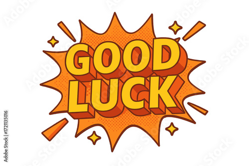 Good luck 3d icon set. positive, encouraging message symbols in 3d style