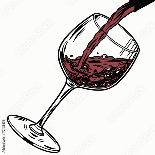A splash of rich red wine being poured into a glass