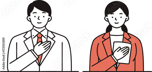 Respectful Businessman and Businesswoman Illustration