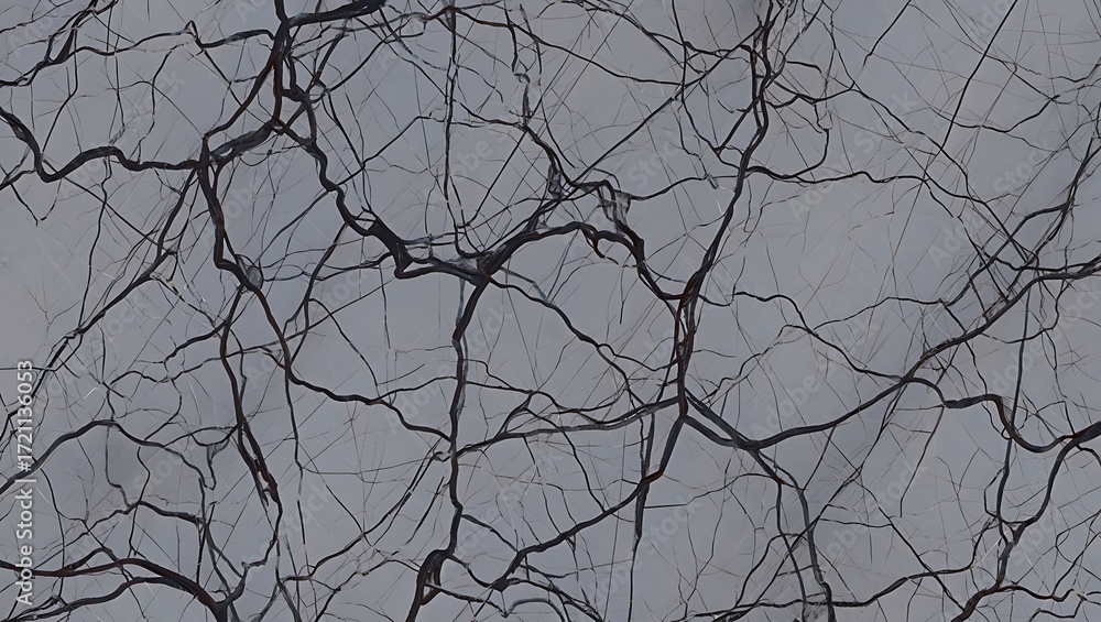 Fototapeta premium Abstract pattern of dark veins on a light gray textured background
