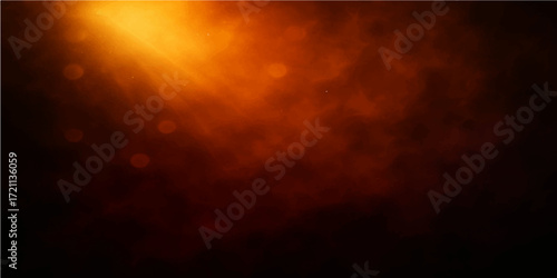 Fiery red and orange clouds drift across a dark sky, illuminated by a brilliant light