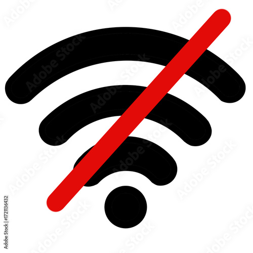 No Wi-Fi Signal with Red Cross Icon