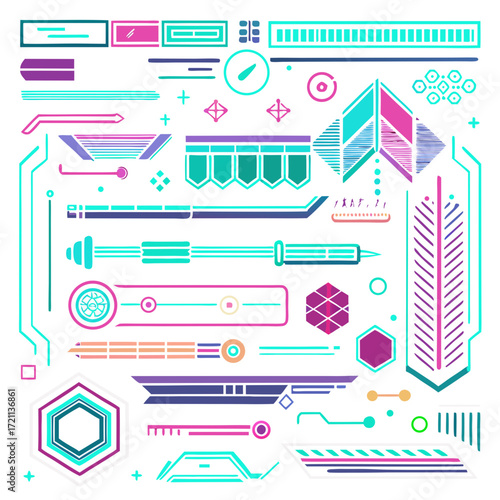 Futuristic ui elements and sci fi interface design elements