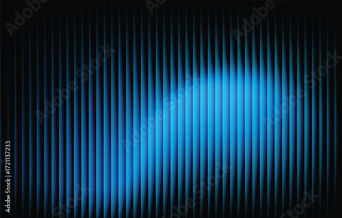 Ribbed abstract glass texture with vertical blue gradient lines, futuristic luminous background with elegant geometric symmetry, bold dynamic modern design pattern, digital vector illustration