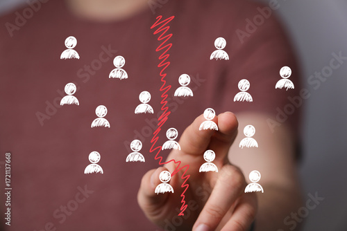 Photography Conceptual image depicting division, separation, conflict, disagreement, or a team split