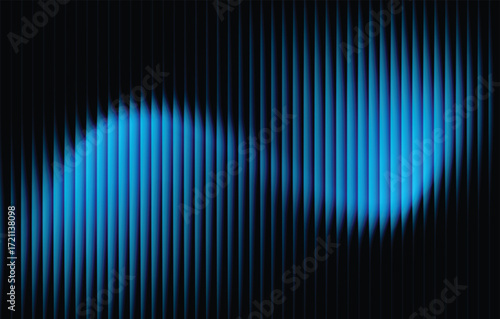 Ribbed abstract glass texture with vertical blue gradient lines, futuristic luminous background with elegant geometric symmetry, bold dynamic modern design pattern, digital vector illustration