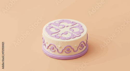 Elegant Lavender and Cream Cake Design A Delightful 3D Render