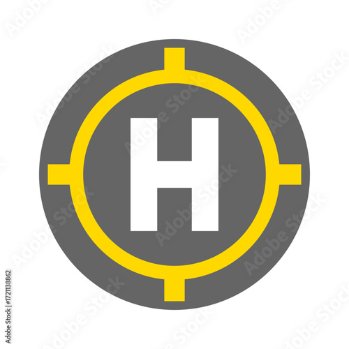 Round helipad symbol vector isolated illustration