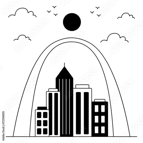 A solid  design icon of gateway arch st louis