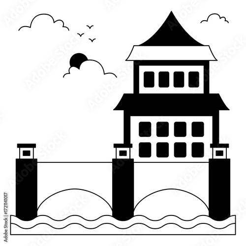 An icon design of imperial palace japan