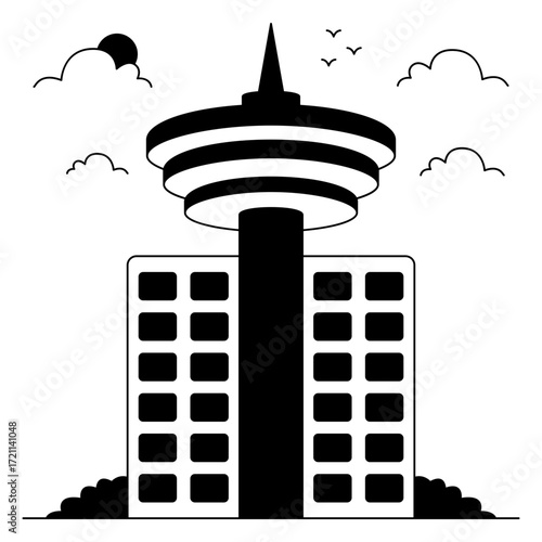 Modern design icon of harbour center tower