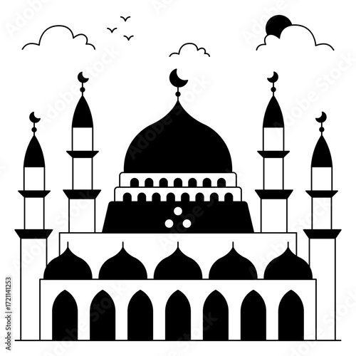 Premium design icon of masjid nabawi