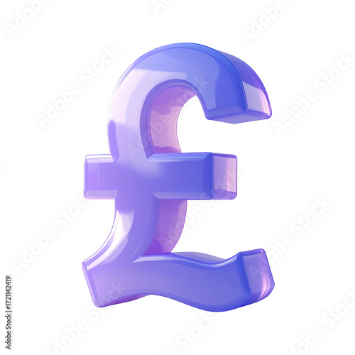3D rendered stylized pound sign,  purple-lavender gradient, glossy effect