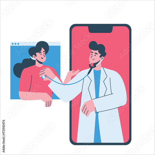 Illustration of an Telemedicine online doctor consultation