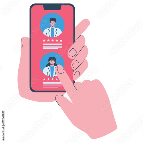 Illustration of an Telemedicine online doctor consultation