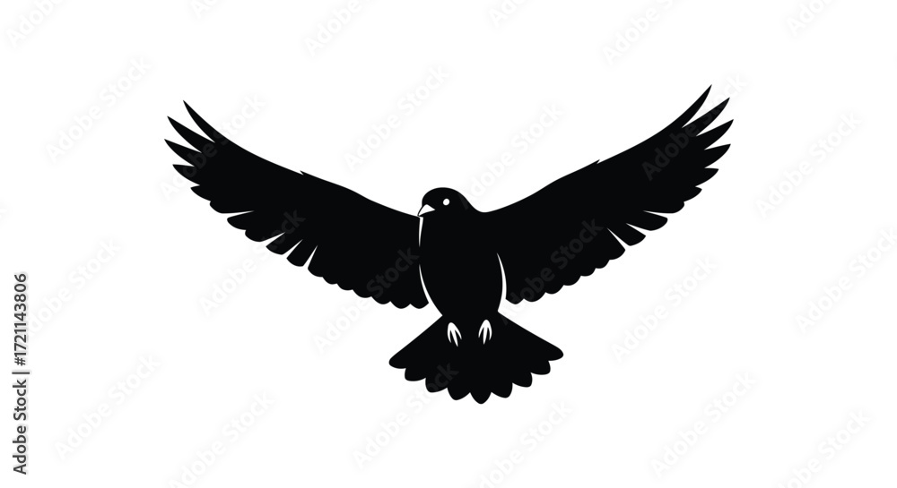 Fototapeta premium Majestic Eagle Silhouette in Flight: The image captures the dynamic silhouette of a soaring eagle, wings spread wide against the backdrop, emphasizing strength, freedom, and boundless potential.