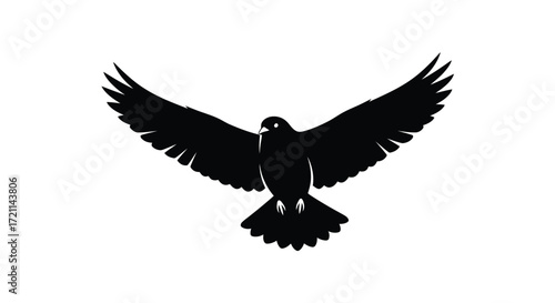 Majestic Eagle Silhouette in Flight: The image captures the dynamic silhouette of a soaring eagle, wings spread wide against the backdrop, emphasizing strength, freedom, and boundless potential. 