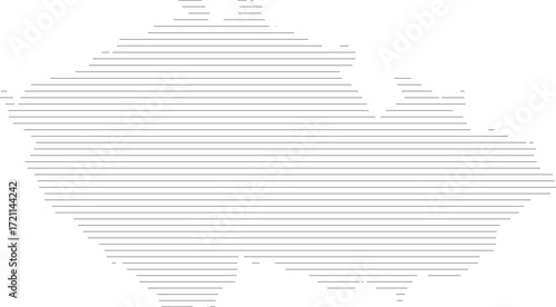 Czech Republic (Czechia) vector map with line fill (Web Mercator projection, PPT-compatible & fully editable)