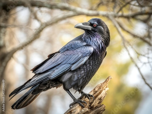 Common crow, ( Corvus corone), perched on a branch