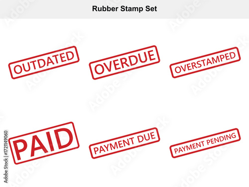 Rubber Stamp Set Featuring Business Terms Isolated on a Clean White Backdrop