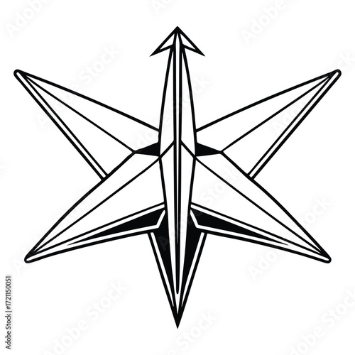 Elegant origami bird starburst shape geometric paper art 