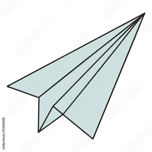 Simple origami paper airplane flying high upward against a clean surface 