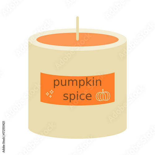 pumpkin spice candle vector illustration