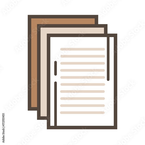 Stack of lined papers in muted tones simple graphic design.