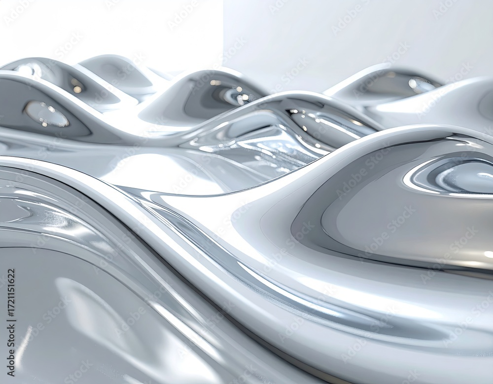 Obraz premium Abstract, wavy, metallic forms