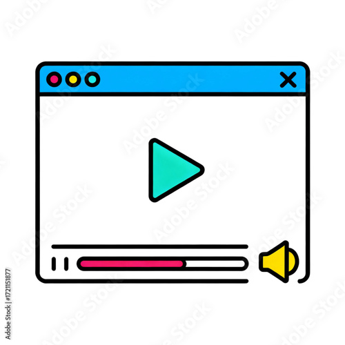 Video player interface with play button and volume controls  