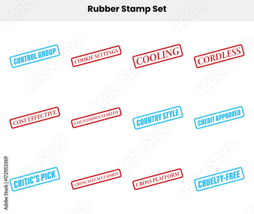 Rubber Stamp Set with Control Group, Cookie Settings, Cooling, and Cordless on White
