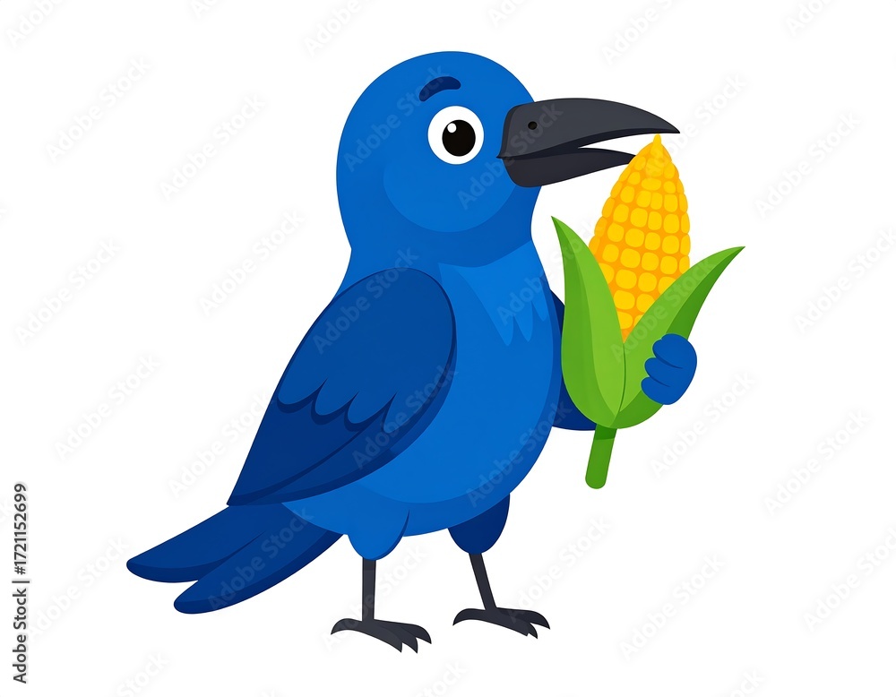 Obraz premium Cute blue bird eating corn