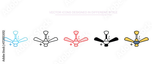 Ceiling fan icon design with white background stock illustration